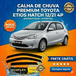 Calha de Chuva Defletor Slim Toyota Etios Hatch e Sedan 2012 a 2023 4 Portas Ecoflex