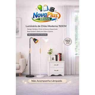 Luminária de Chão Moderna 150cm – Abajur de Piso LED p/ Sala, Quarto, Escritório | Estilo Nórdico Minimalista