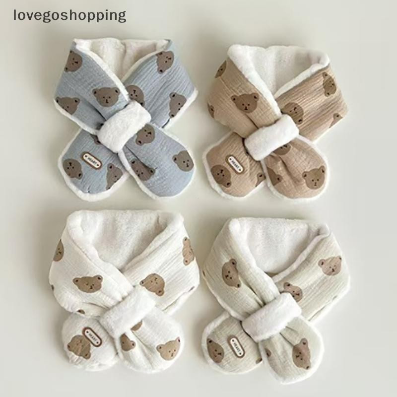 [lovego] Urso Inverno Lenços De Bebê Quente Velo Crianças Pescoço Mais Cruz Cachecóis Para Meninas Meninos Acessórios Do