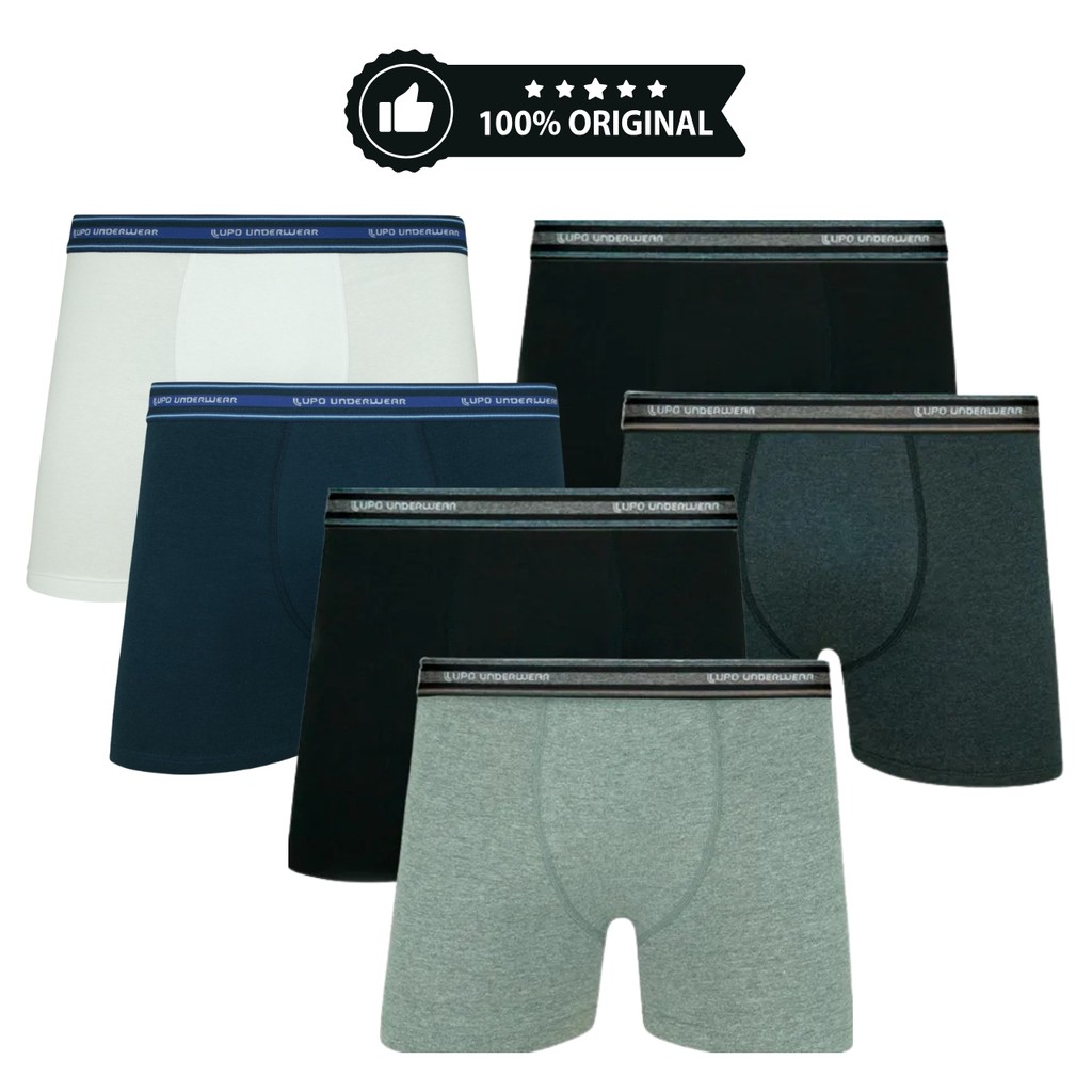 Kit 6 Cuecas Boxer Box Algodão Cotton Elastano Original Adulto