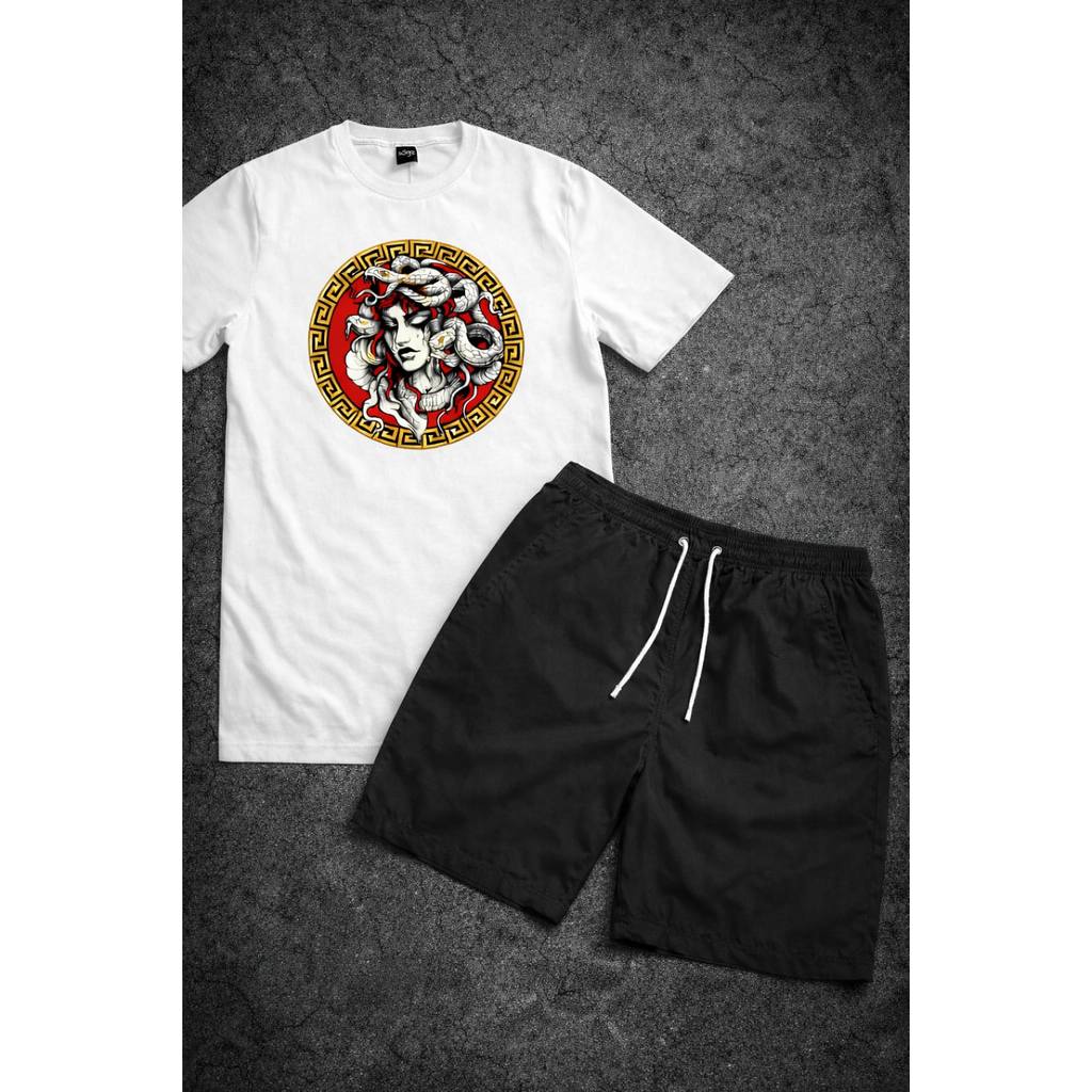 Kit Unissex Camiseta 100% Algodão + Short Tactel | P ao GG | Várias Cores NOVIDADE Meduza