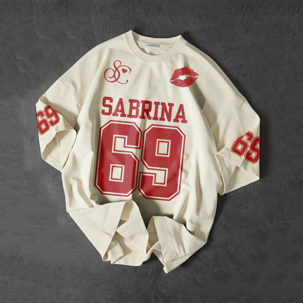 Camiseta Oversized Sabrina Carpen 69 Streetwear Harajuku Aesthetic Camisa Unissex em Oferta na Shopee