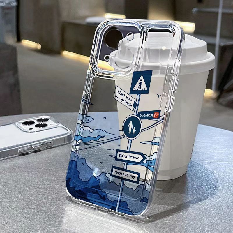 Capinha Capa Material transparente TPU Placas de trânsito IPhone XR 11 12 13 14 15 16 Pro MAX 14 15 16 Plus em Oferta na Shopee