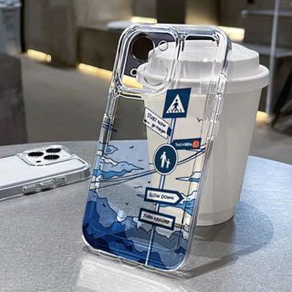 Capinha Capa Material transparente TPU Placas de trânsito IPhone XR 11 12 13 14 15 16 Pro MAX 14 15 16 Plus em Oferta na Shopee