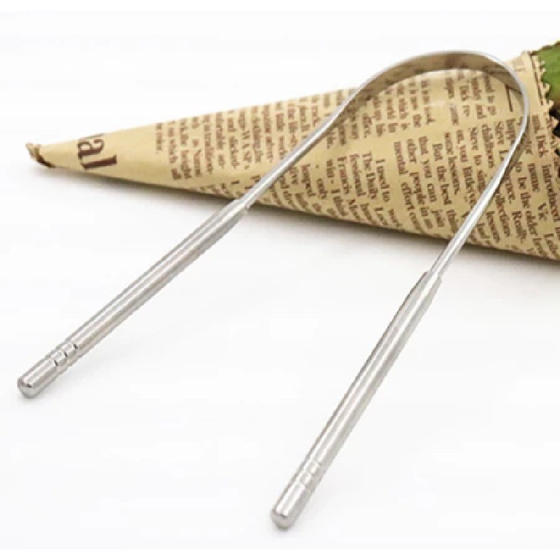 Kit 1/2/4/6 Limpador de Lingua Removedor Aço Inox mal hálito em Oferta na Shopee