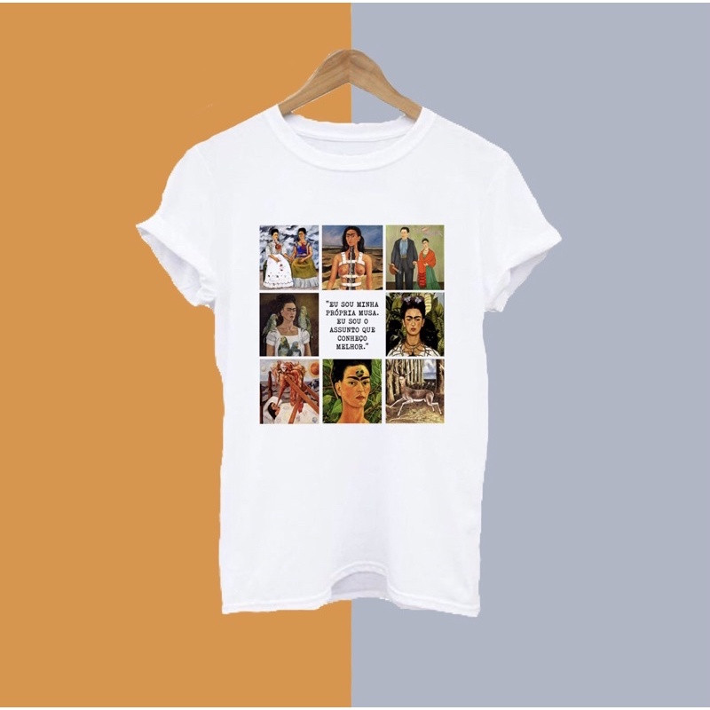 [Camiseta Premium em Algodão Puro]SISI Camiseta T-shirt Blusa - Frida Kahlo
