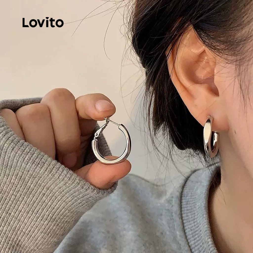 Lovito  Brincos com Design Casual. LFA108099 em Oferta na Shopee