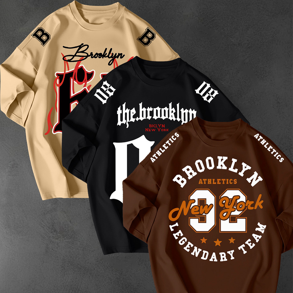 Kit 3 Camisetão Oversized Brooklyn Legendary Team Algodão Premium Estampa Casual Streetwear Urbana