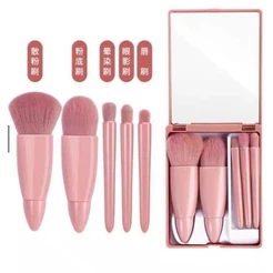 KIT 12PCS Mini Espelho De Maquiagem Portátil Com 5 Pcs Pincéis De Maquiagem Lupa Mão Segurar Bolso Dobrável
