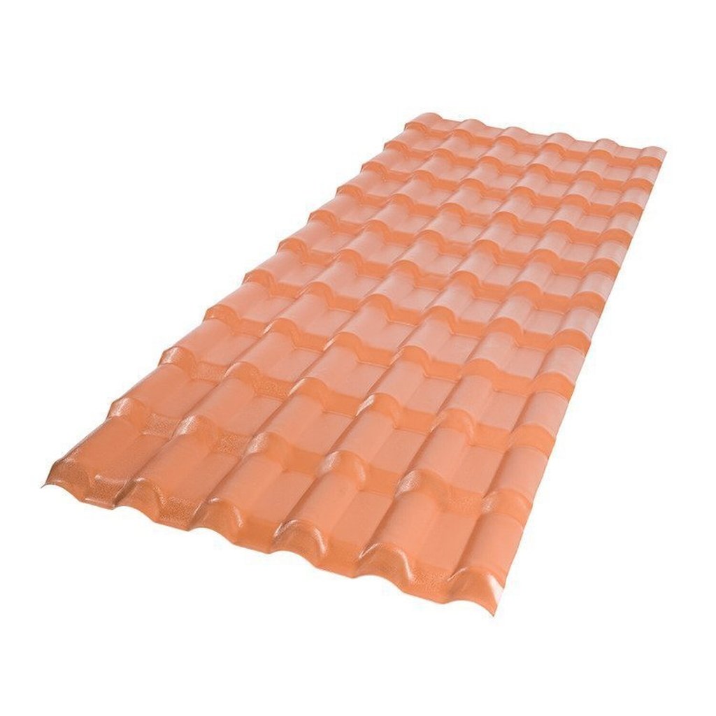 Kit 20 Telhas Plan Pvc 3,30x0,88 6 Ondas Afort Terracota