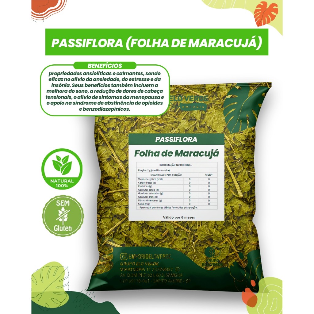 Imagem Chá Passiflora (Folha do Maracujá) 100g | Calmante Natural Para Sono, Ansiedade e Relaxamento