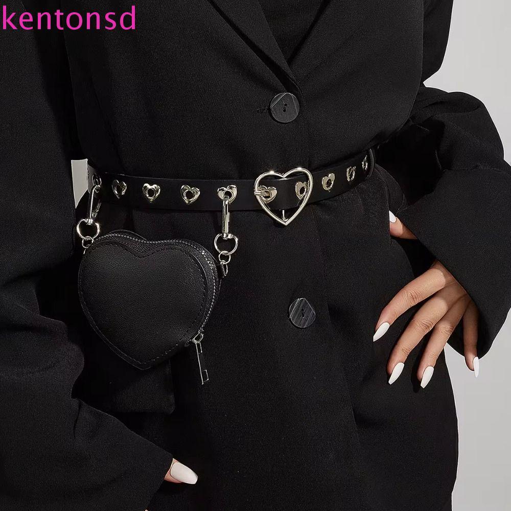 Bolsa De Cintura De Couro PU KENTONSD , Pochetes Ajustáveis De Coração De Amor Y2K , Cinto De Removível Gótico Com
