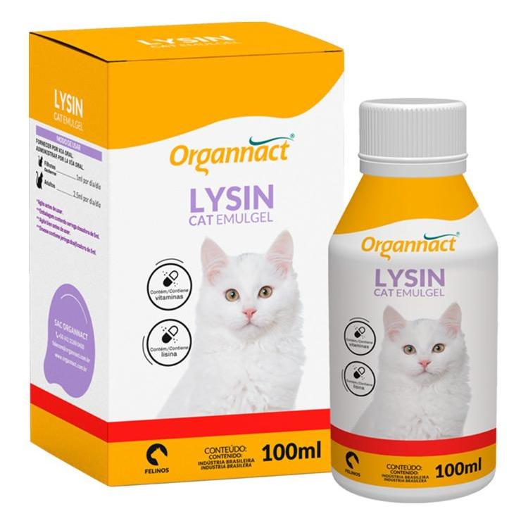 Suplemento Vitamínico Organnact Lysin Cat Emulgel para Gatos 100ml