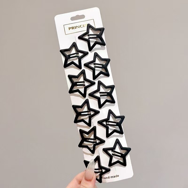 Kit 10 Presilhas Estrela Infantil, Grampos para Meninas Y2k Coloridas, Acessório de Cabelo Tic Tac preto em Oferta na Shopee