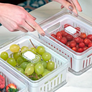 Organizadores de Geladeira de Acrílico com Tampa Drenagem 2,2 Litros em Oferta na Shopee