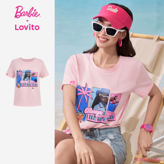Barbie™ X Lovito Camiseta Casual Algodão Rosa Para Mulheres Ideal Para a Primavera/verão LB1AD003 em Oferta na Shopee