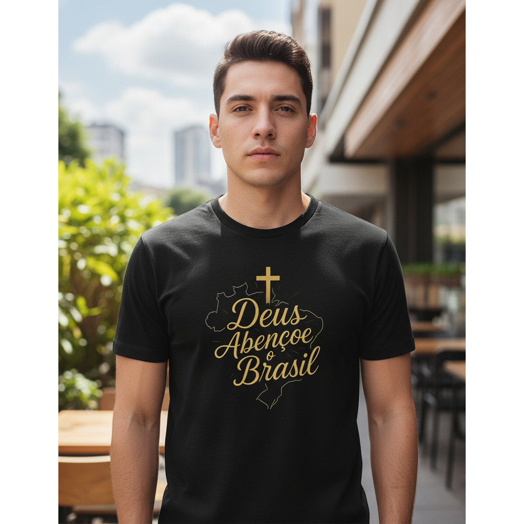 Camiseta Unissex Deus Brasil 100% Algodão Política Bolsonaro Acorda Brasil Estampada Deus Fé Envio Imediato