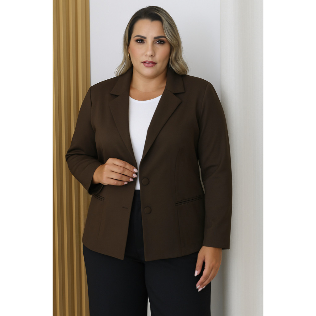 Blazer Social Alfaiataria 48-54 Com Botão e Bolso Funcional 312 em Oferta na Shopee