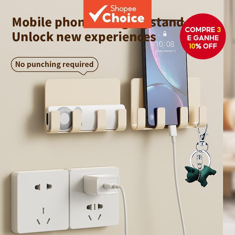 Suporte de Carregamento Sem Furadeira com Gancho para Telefone e Tablet, Organizador e Suporte de Parede