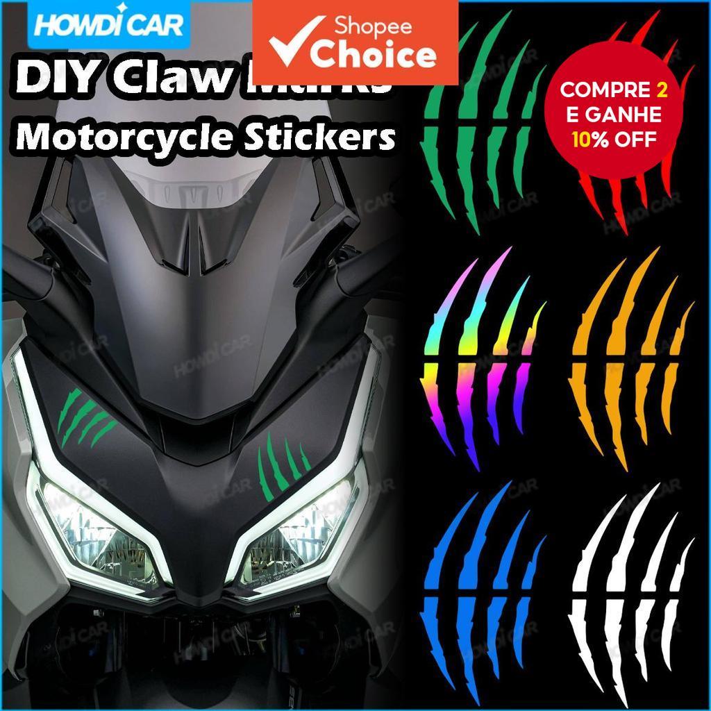 Nova Adesivo de Garra Refletiva para Motocicleta, Scooter, Capacete, Acessórios de Vinil