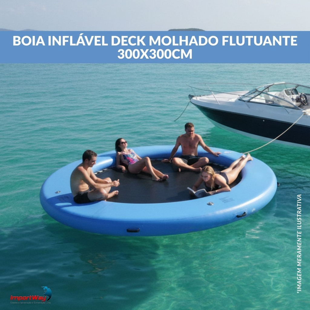 Boia Inflável Deck Flutuante 3m Para Praia Represa Ou Lago Conforto Lazer E Plataforma Aquática — imagem 2 de 2