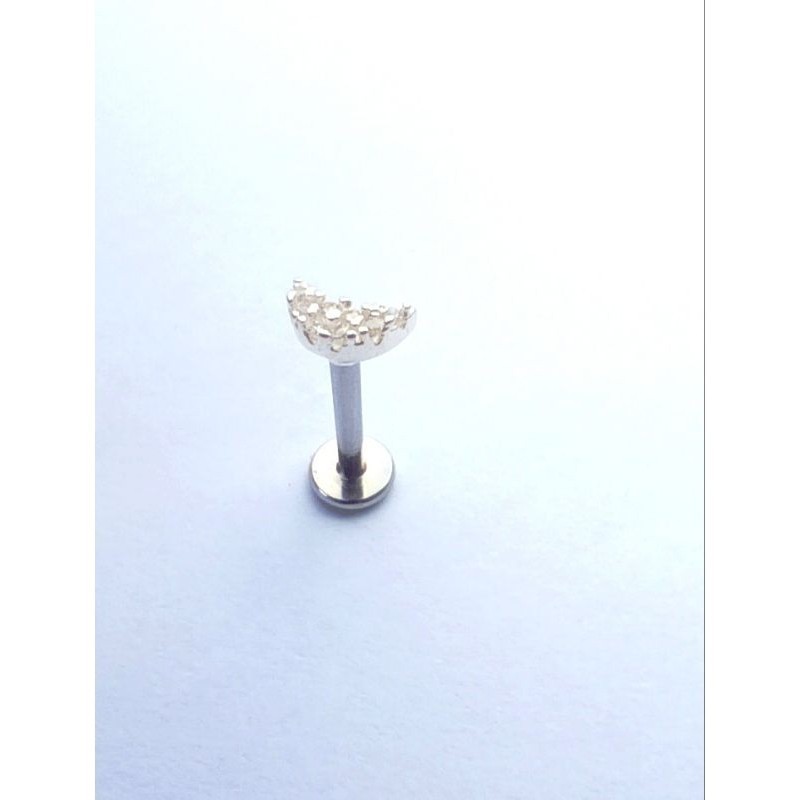 Piercing Lua cravejada  pedra de zircônia Prata 925