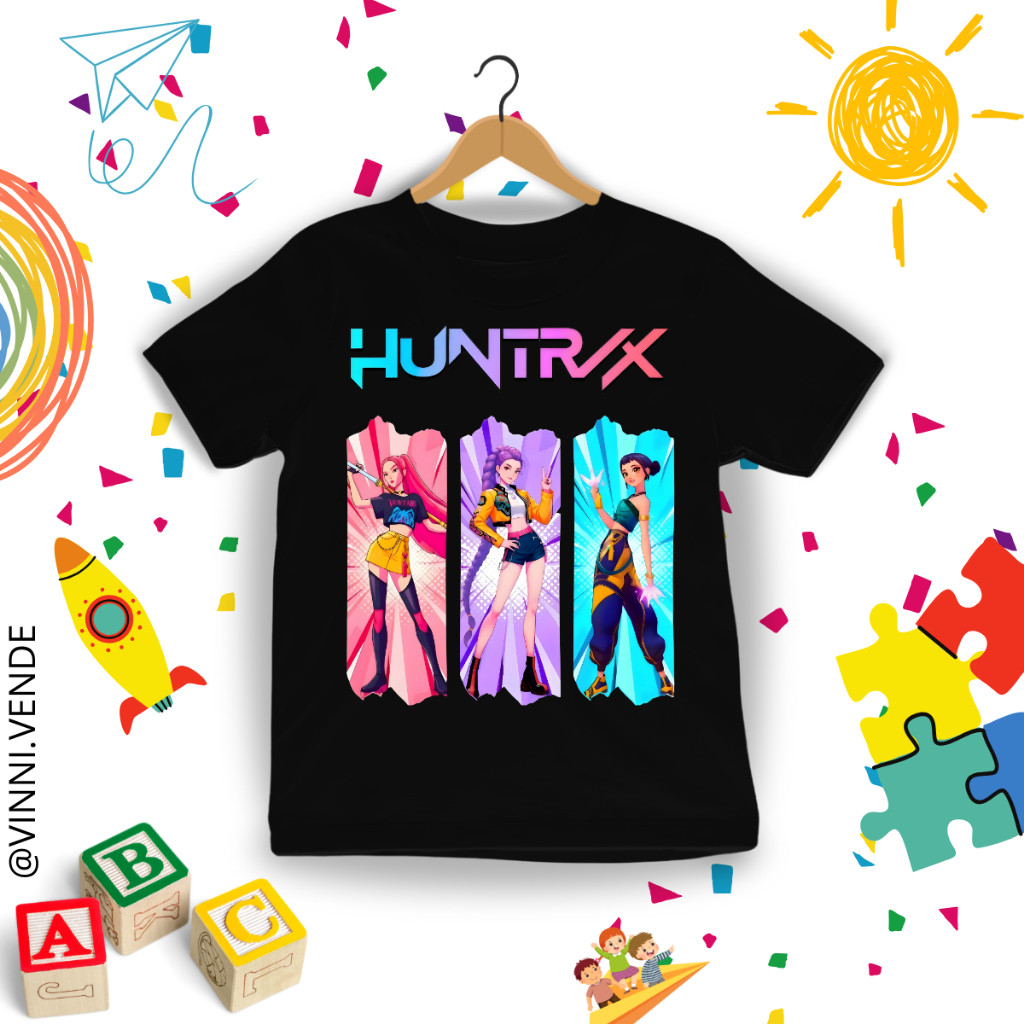 Camiseta Infantil Huntrix Kpop Blusinha 100% Algodão Menina Tendência Juvenil Envio Rápido