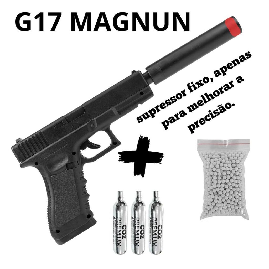 Pistola Rossi G17 Magnum CO2 6mm + 3 CO2 + 300BBS