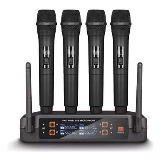Kit 4 Microfones Sem Fio Vhf Com 4 Canais Hi Fi Series Byz D-mb-9