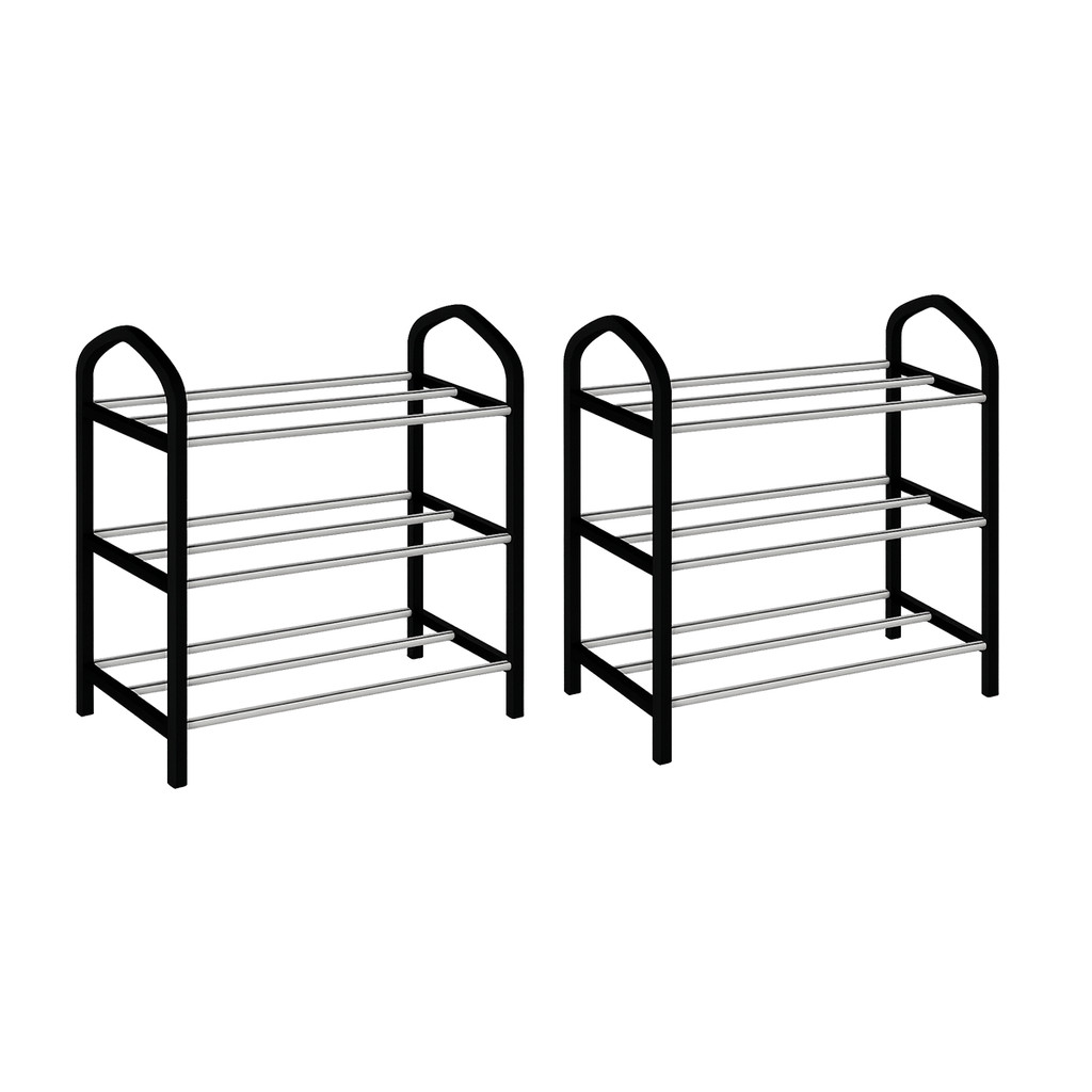 Kit 2 Sapateira Organizador 3 Andares Móvel Leve Multiuso Preto Suporte  Calçado Sapato Quarto Tênis