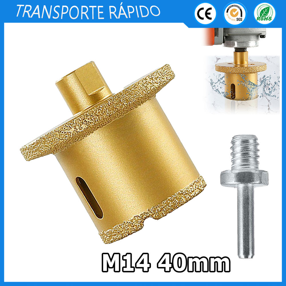 Furadeira diamantada M14 40 mm perfuração de pias broca para mármore/cerâmica com biela M14