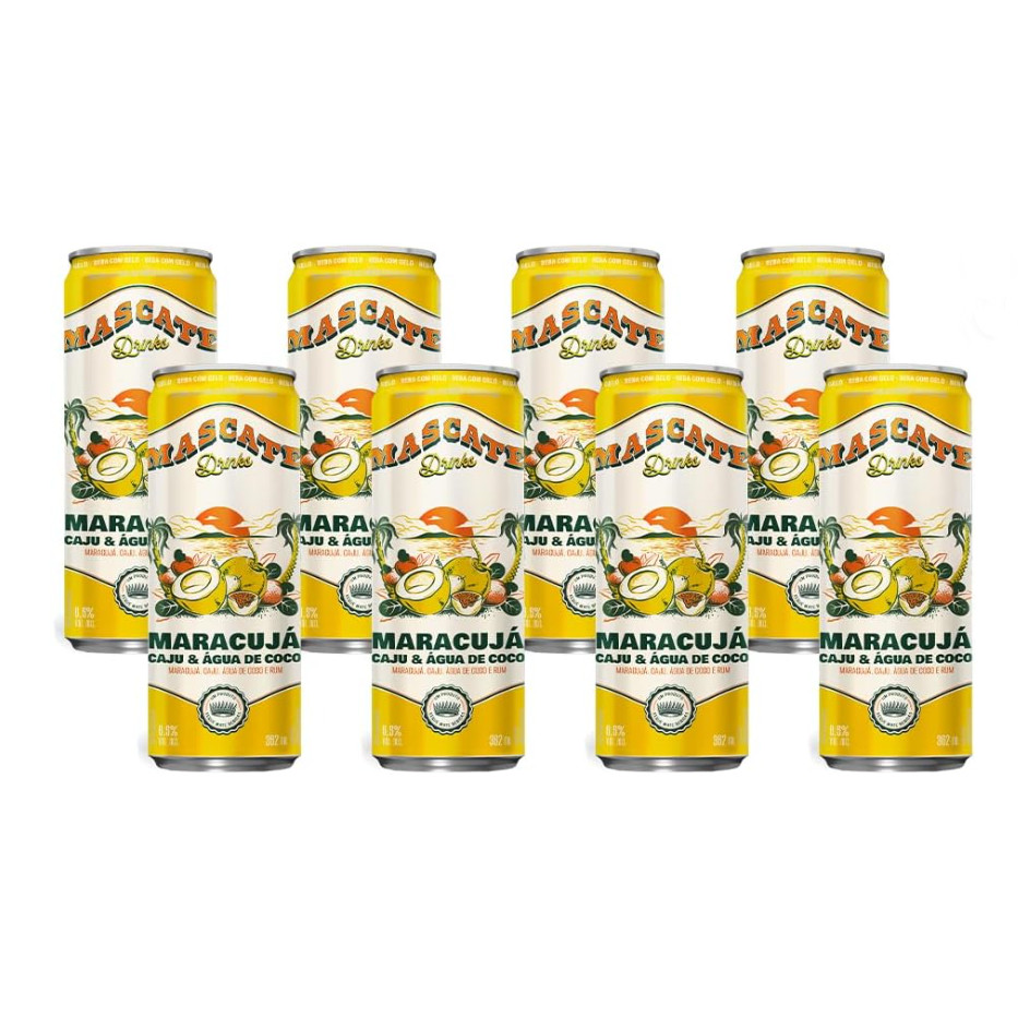 MASCATE DRINKS CAJU E MARACUJA 362ML PACK COM 8 UN