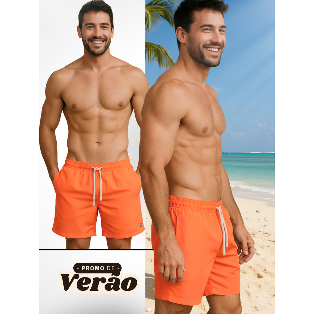 KIT 2 ou 1 Short Elastano Masculino Bermuda Liso Praia Alto Verão em Oferta na Shopee