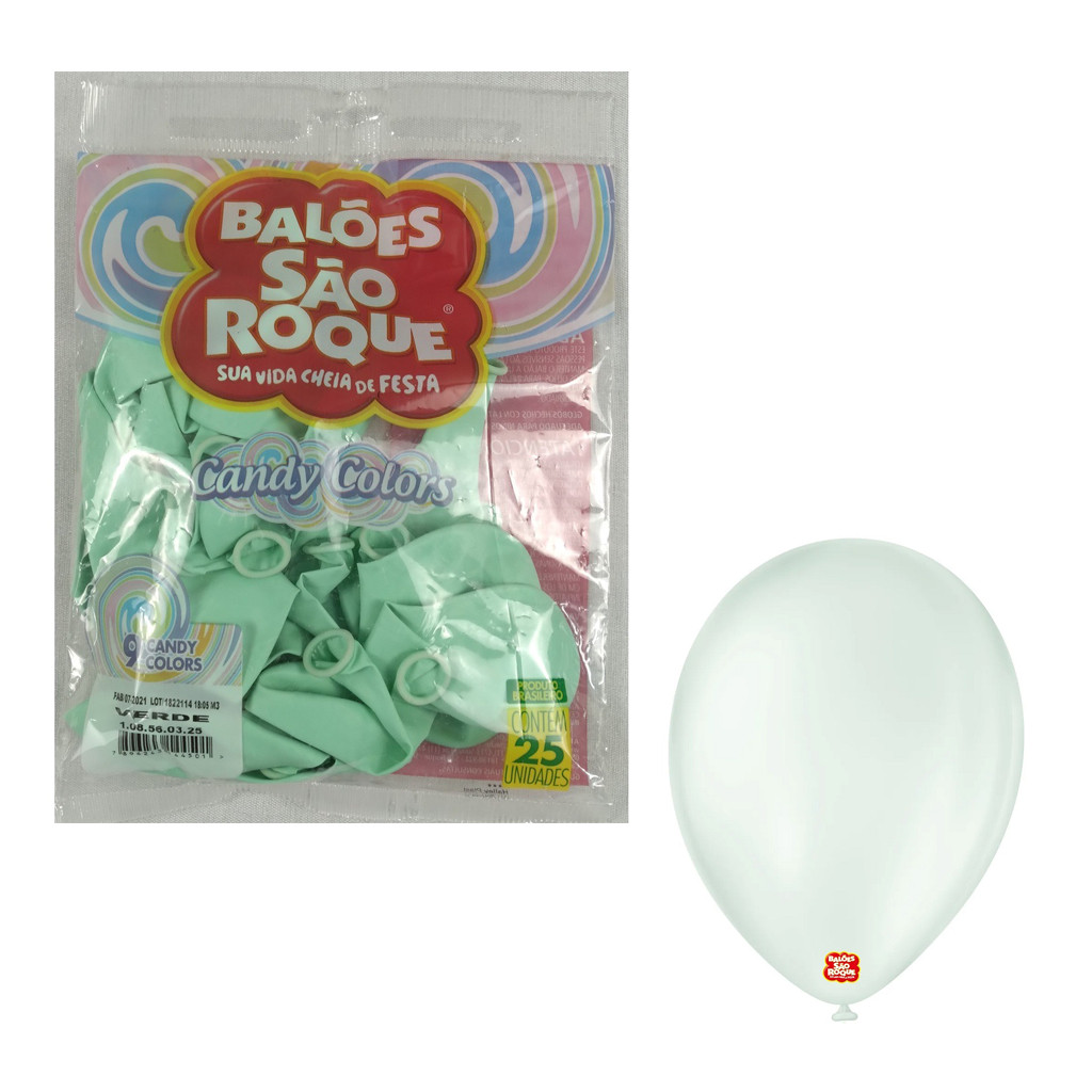 Balões 09 Candy Colors 25un Bexigas Verde 108560325 - São Roque em Oferta na Shopee