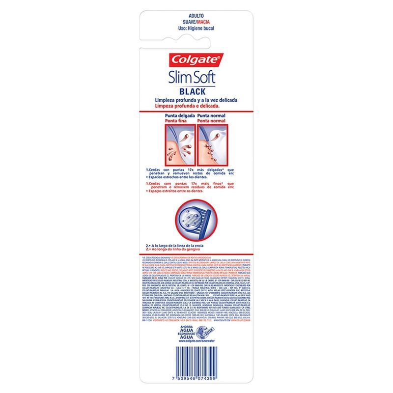 Escova Dental Colgate Slim Soft Black Macia Com 3 Unidades