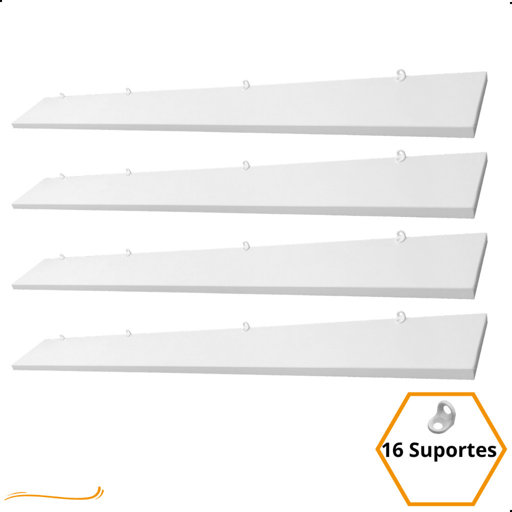 Kit 4 Prateleira Branca 100X10 + Suporte Flutuante Mdf  Organizadora Decoração Cozinha Banheiro Sala em Oferta na Shopee