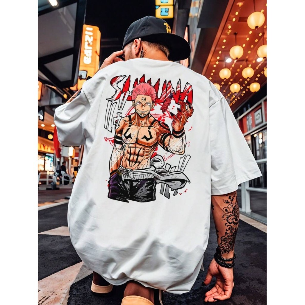 Camiseta Streetwear Ryomen Sukuna Jujutsu Kaisen King Of Curses Transformação Anime Série Mangá