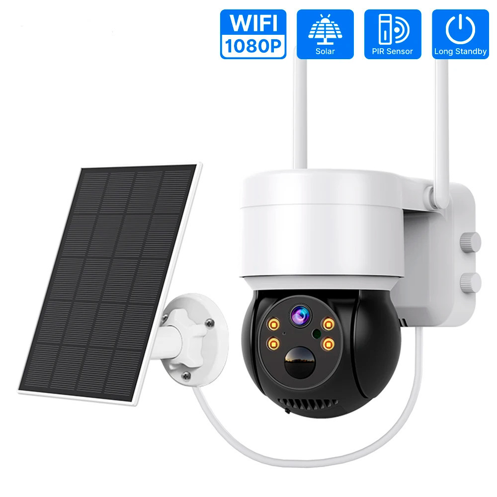 Câmera de Segurança Solar WiFi PTZ App ICSEE 360° Sem Fio Visão Noturna
