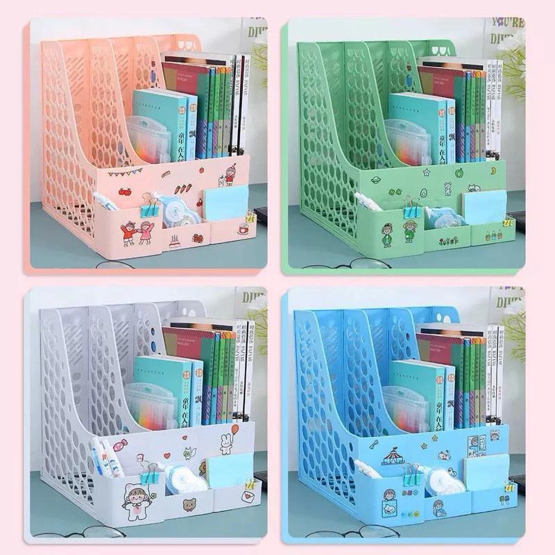 ORGANIZADOR DE MESA 3  DIVISÓRIAS COM ADESIVOS - Porta Treco para Livros, Papéis, Escritório e Home Office - Presente