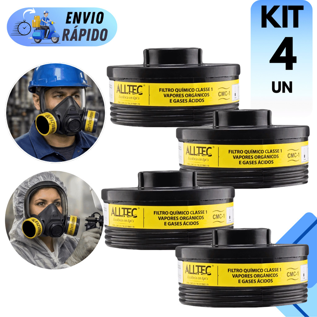 KIT 4 CARTUCHOS QUIMICOS VO+GA EPOXI PINTURA QUIMICA MECANICA INDUSTRIA RESINAS GASES VAPORES