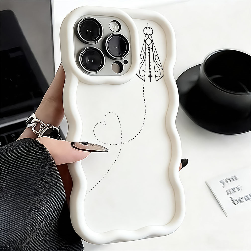 Nossa Capa Maria Capinha Silicone Anti-impacto Para IPhone 7 8 14 15 16E 13 11 12 17 Normal Pro Plus Max Ar Caso De Tele