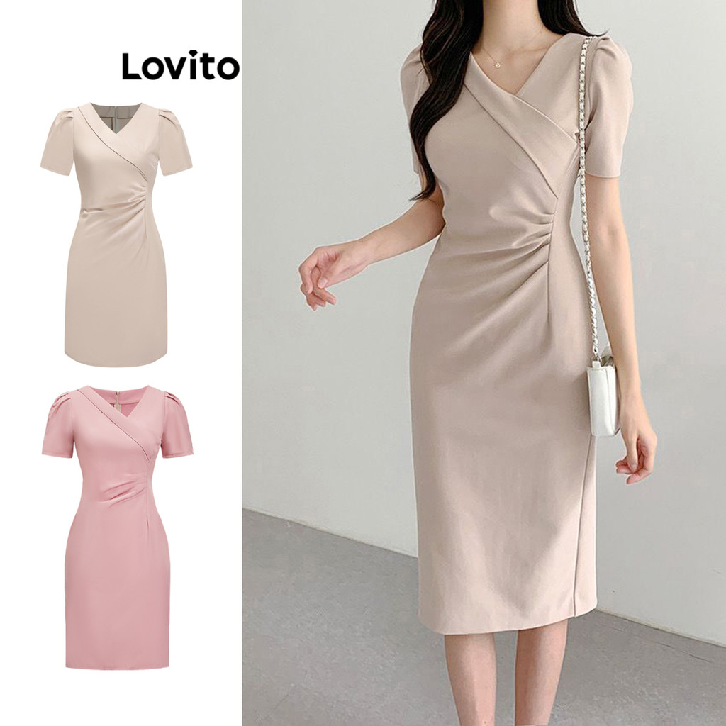 Lovito Vestido Casual Plissado De Verão Para Mulheres L80ED304 (Multicolorido) em Oferta na Shopee