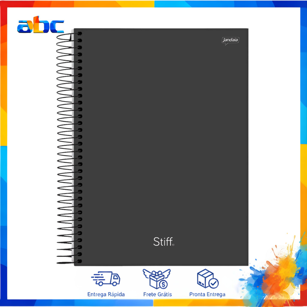 Kit Caderno Espiral Capa dura 1/4 Stiff Preto 200 Folhas - Jandaia em Oferta na Shopee