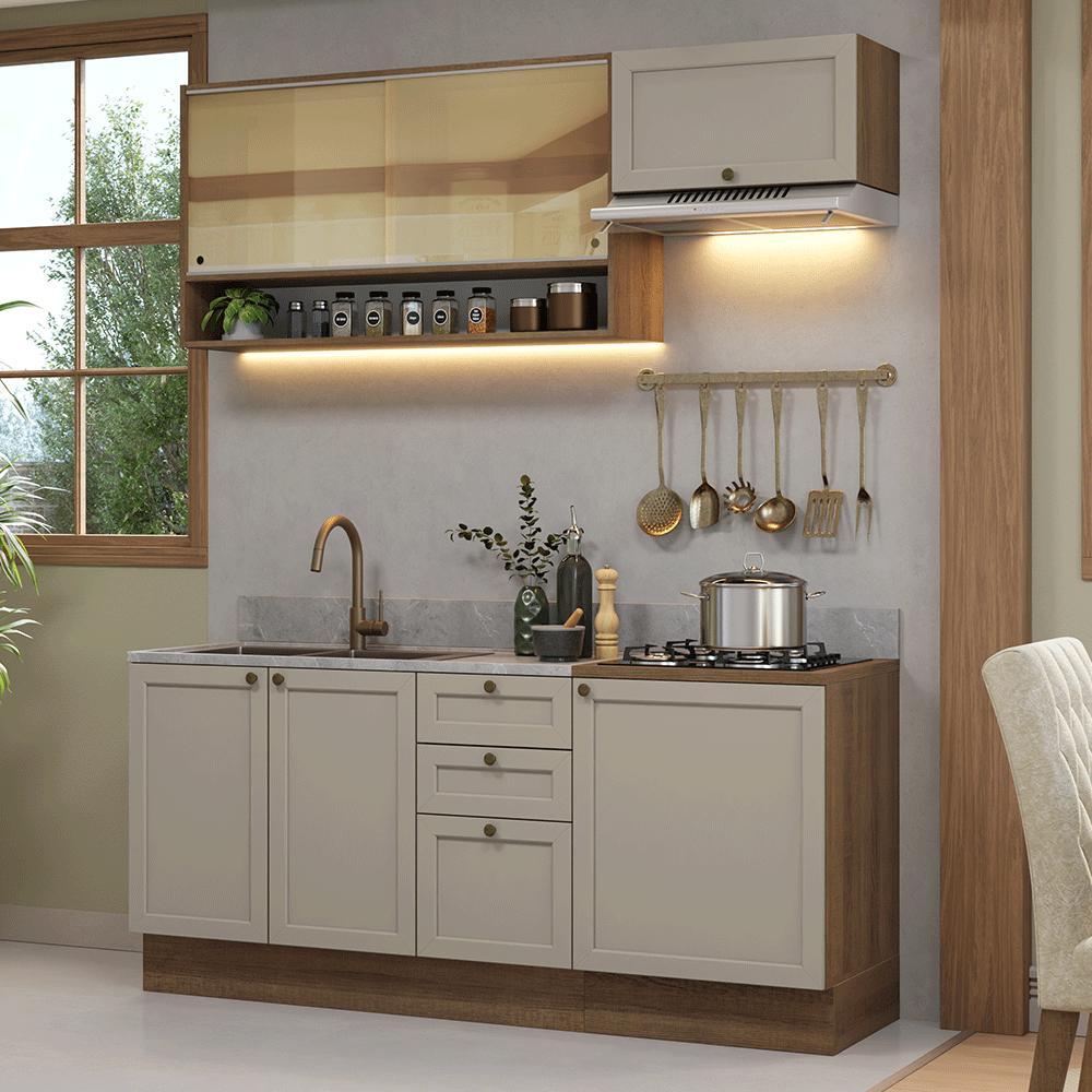 Armário de Cozinha Compacta 180 cm Rustic/Crema Vik Madesa 05