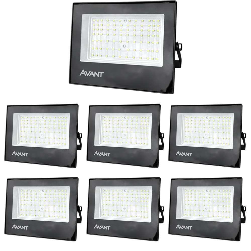 Kit Iluminação 7 Refletor LED Slim100 Avant Luz Branco Frio Bivolt 100W Iluminação Geral