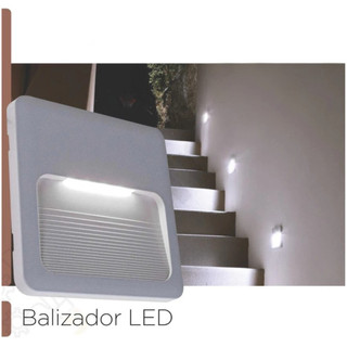 Balizador LED 2W Embutido Branco – Luz Branco Quente IP65 Bivolt 12x12cm