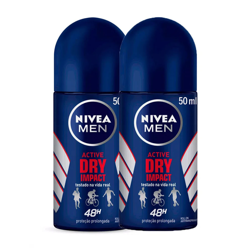 Kit 2 Desodorante Antitranspirante Nivea Men Roll On Dry Impact 50ml em Oferta na Shopee