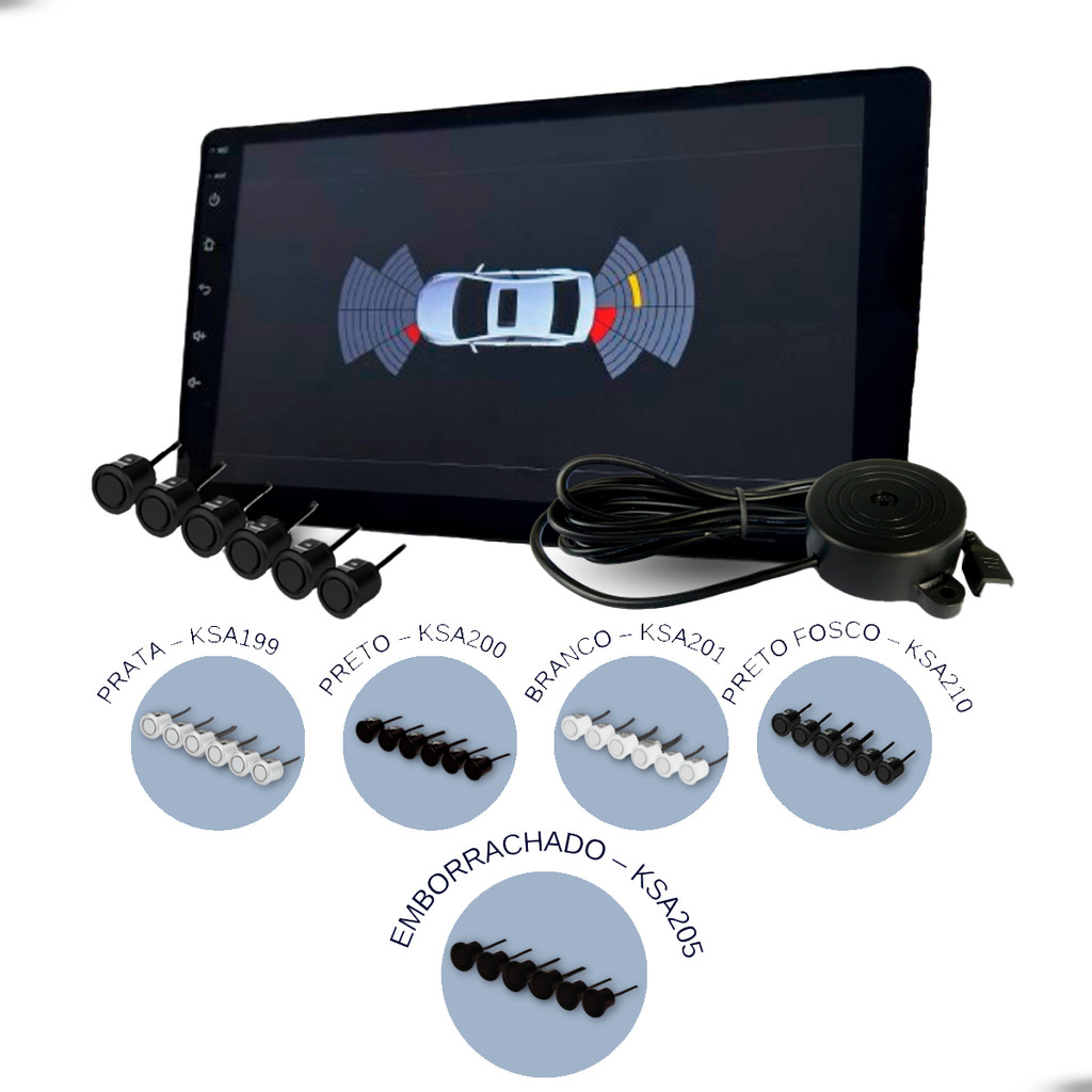 Sensor Estacionamento Universal para Multimidia Android Frente e Traseiro Multicolor em Oferta na Shopee