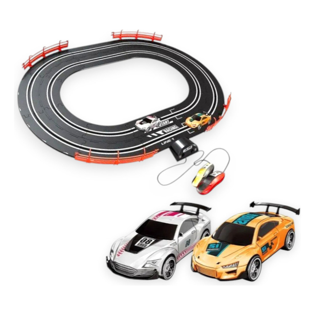 Autorama Radical Duas Pistas, 2 Controles, 2 Carrinho Plástico Pista Dupla