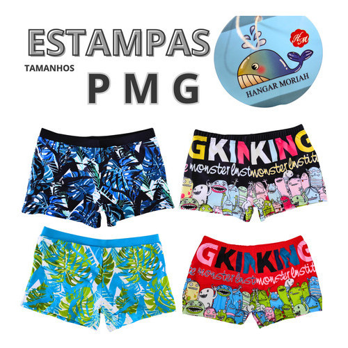 Sunga Infantil Boxer UV50+ Menino Praia Piscina Estampada Verão Poliamida Forrada Confortável Várias